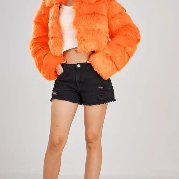 Women Fluffy Faux Fur Coat Cropped Puffer Jacket Winter Warm Fuzzy Teddy Jacket - Picture 4 of 8